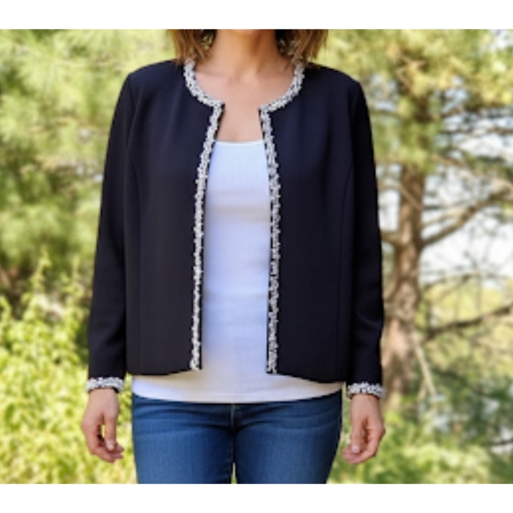 Dressbarn Embellished Pearl Jacket, Medium, GUC ✔️